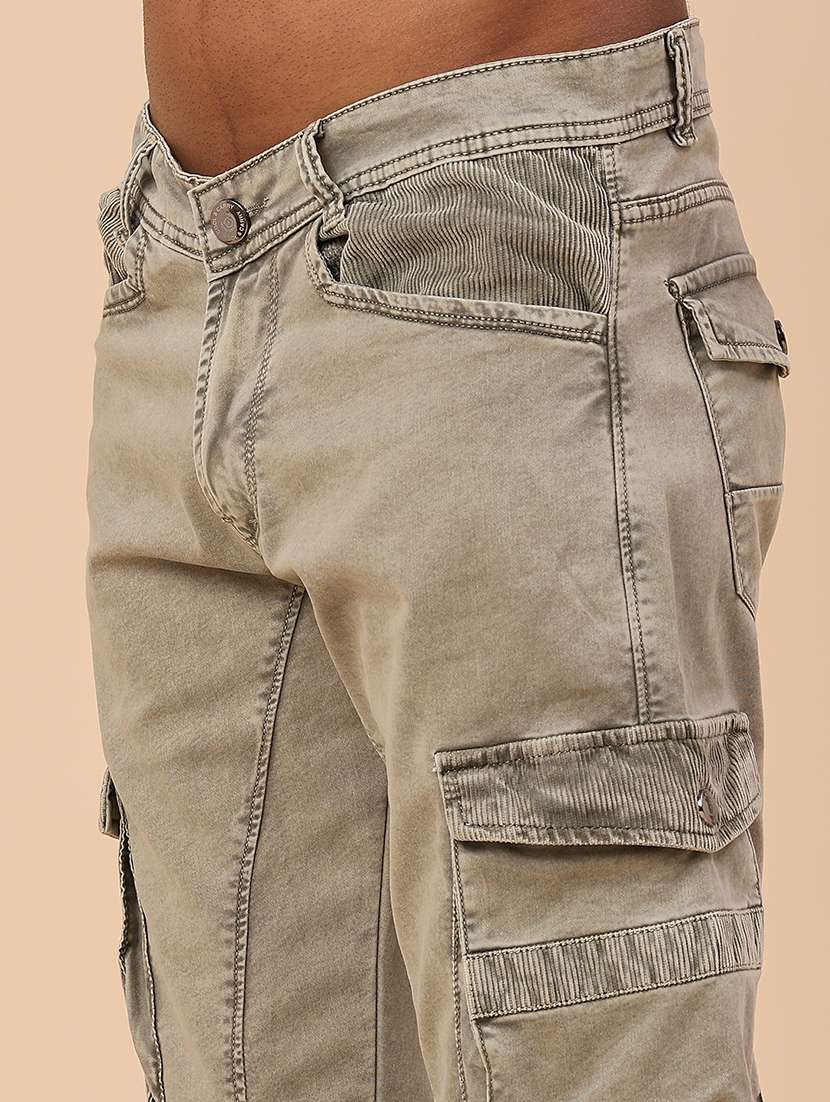 men solid mid rise regular fit cargo  - 22298102 -  Standard Image - 1