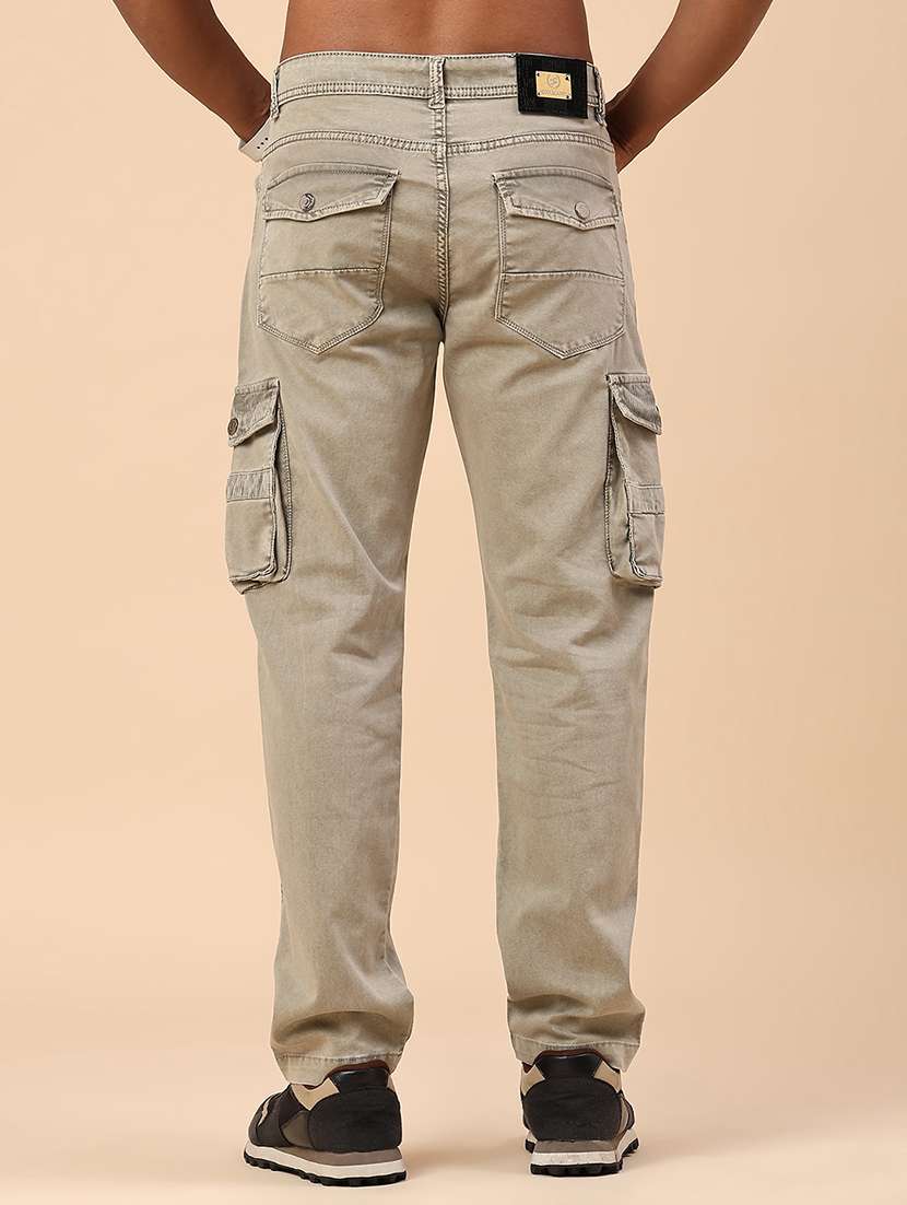 men solid mid rise regular fit cargo  - 22298102 -  Standard Image - 4