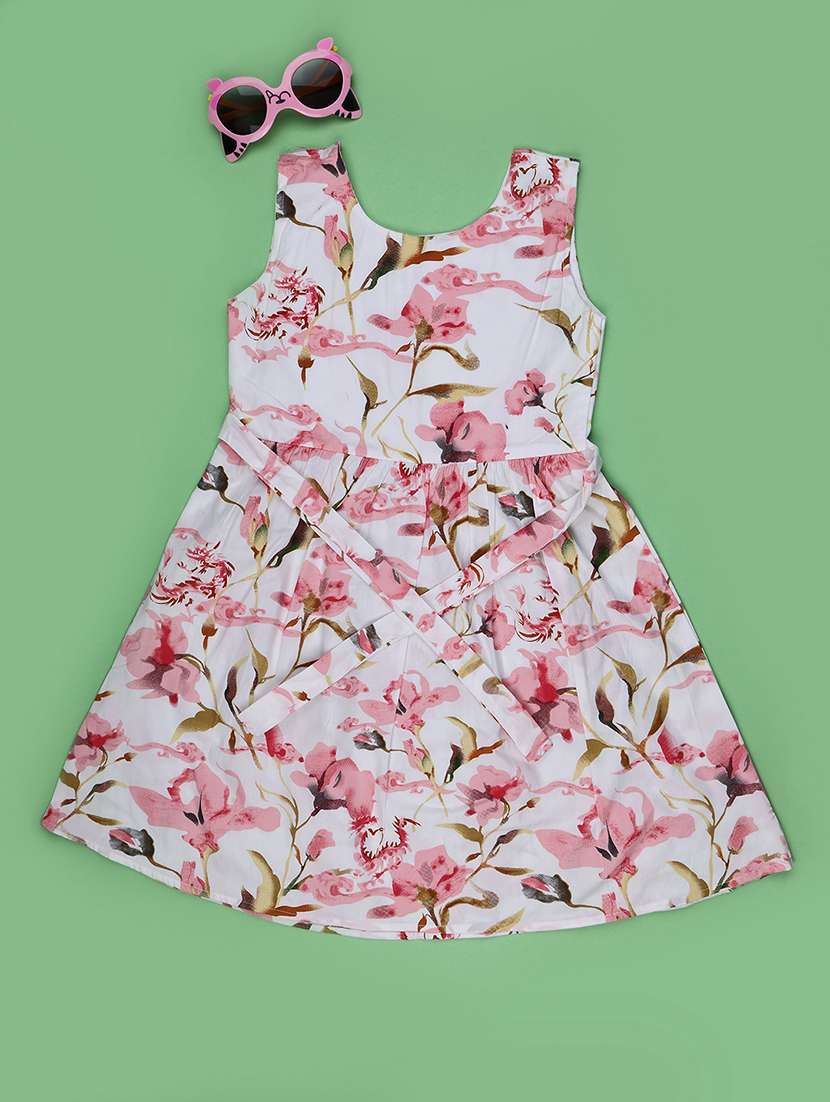 girls printed round neck regular fit frock - 22298216 -  Standard Image - 1