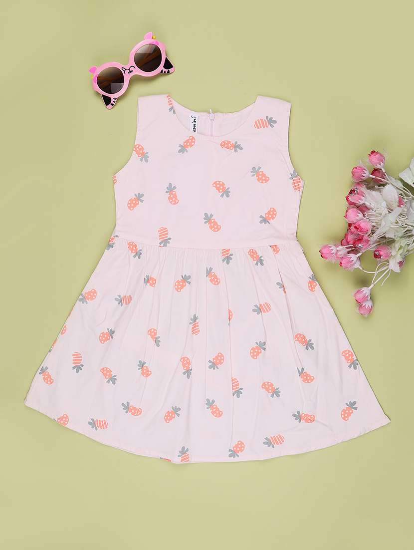 girls printed round neck regular fit frock - 22298217 -  Standard Image - 1