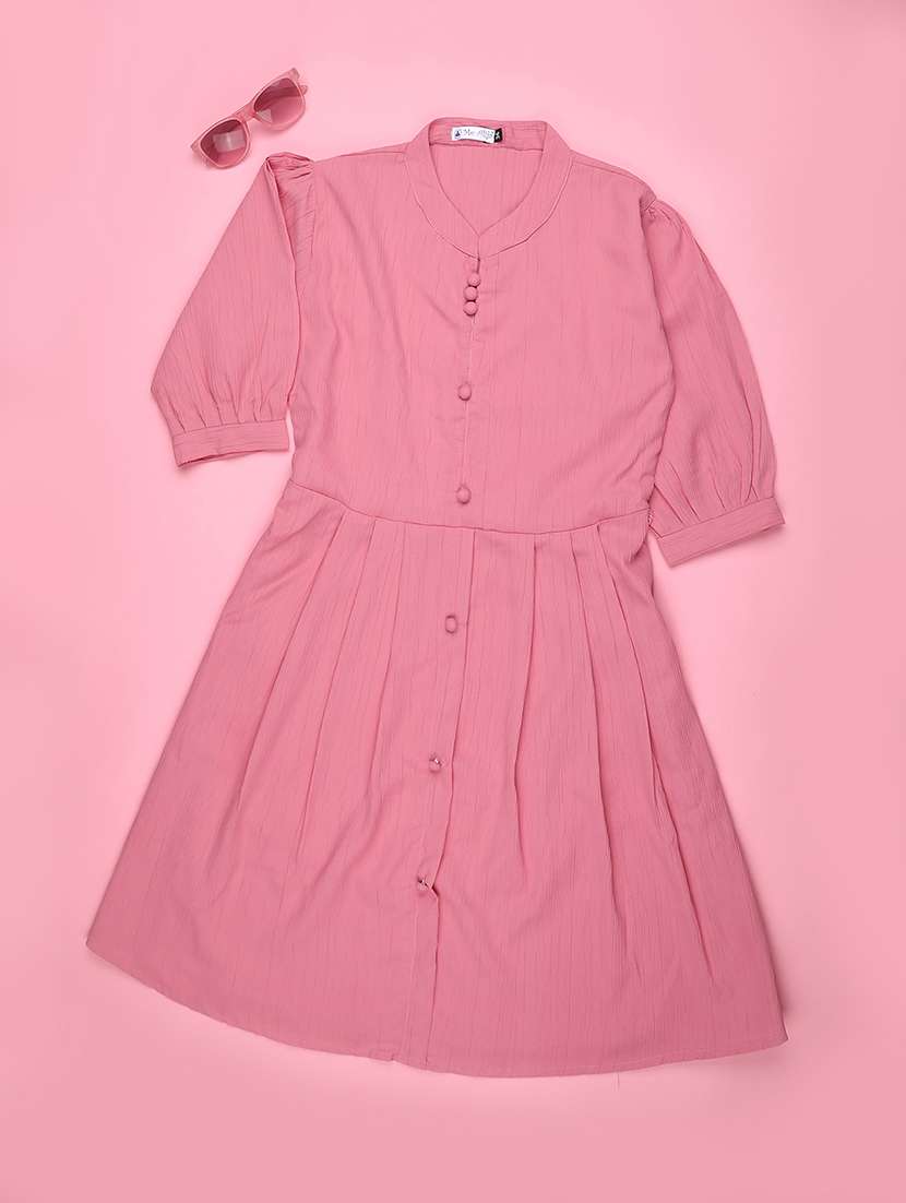 girls solid short sleeve a-line dress - 22298221 -  Standard Image - 1