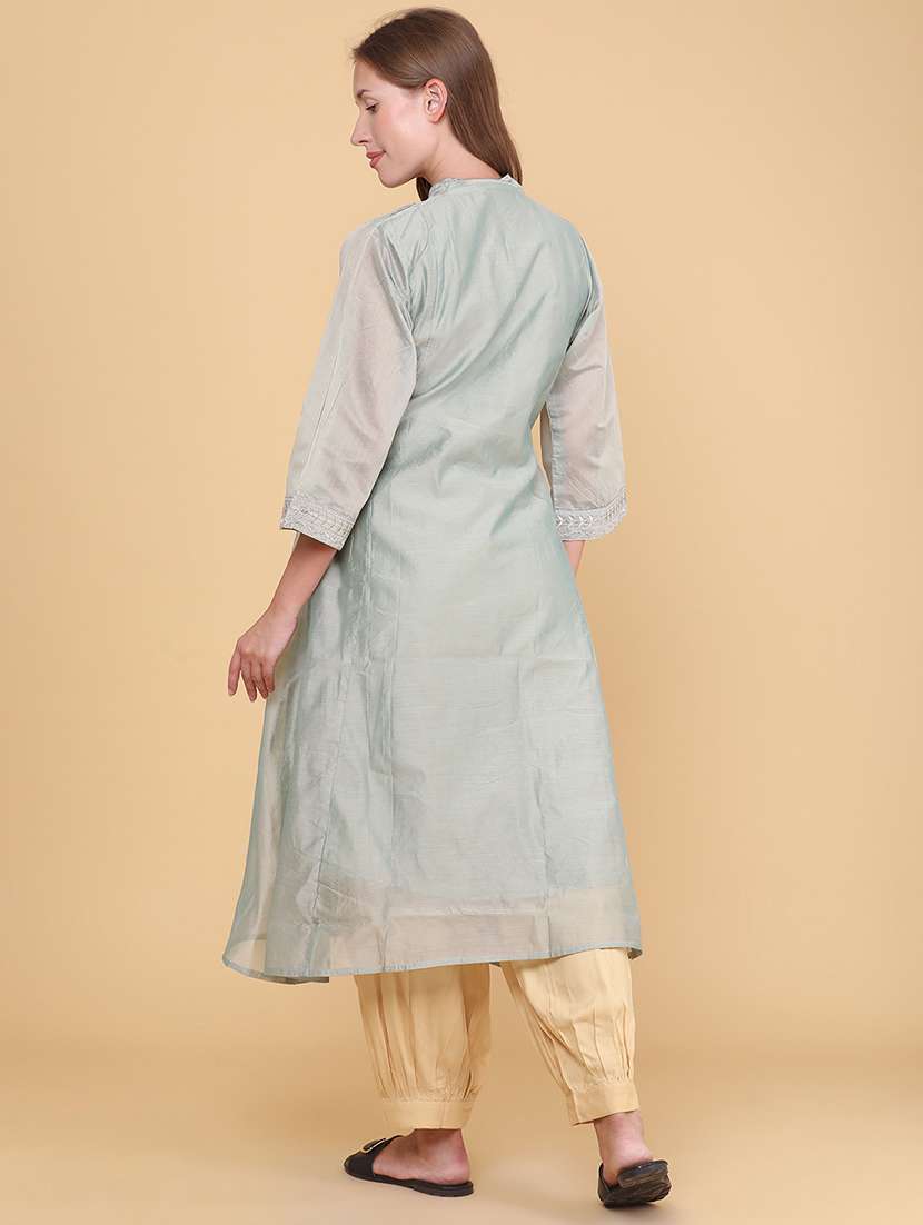 women embroidered three quarter sleeves a-line kurta - 22298238 -  Standard Image - 4
