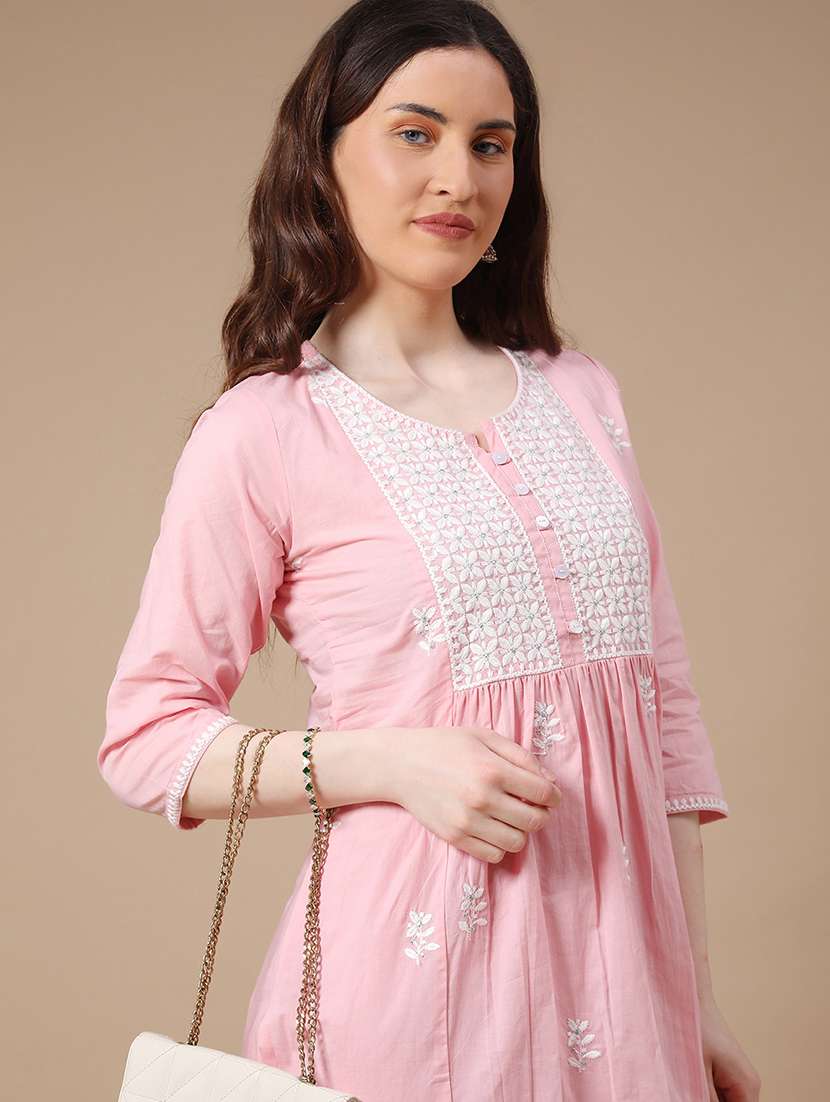 pink cotton aline kurta - 22298241 -  Standard Image - 1