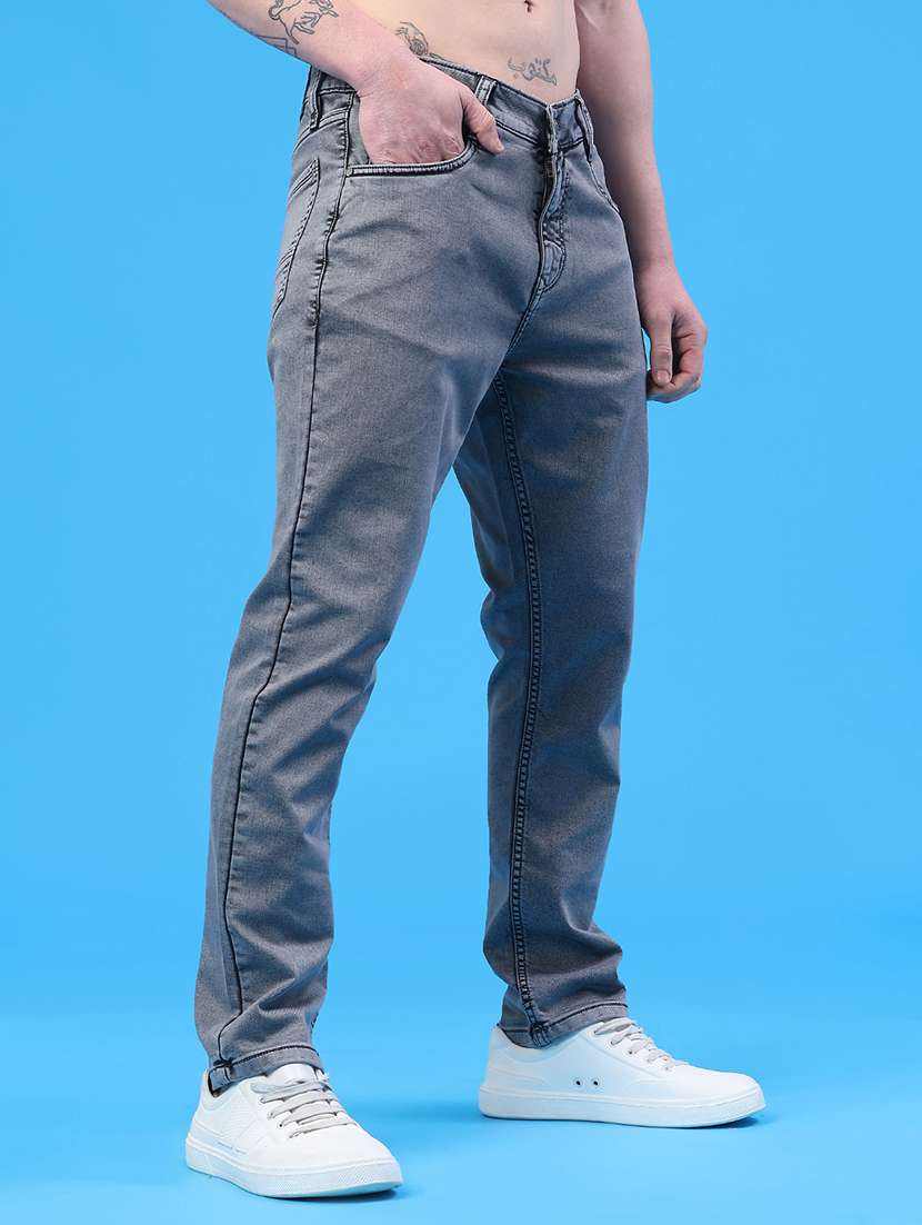men plain mid rise full length jeans - 22298301 -  Standard Image - 1