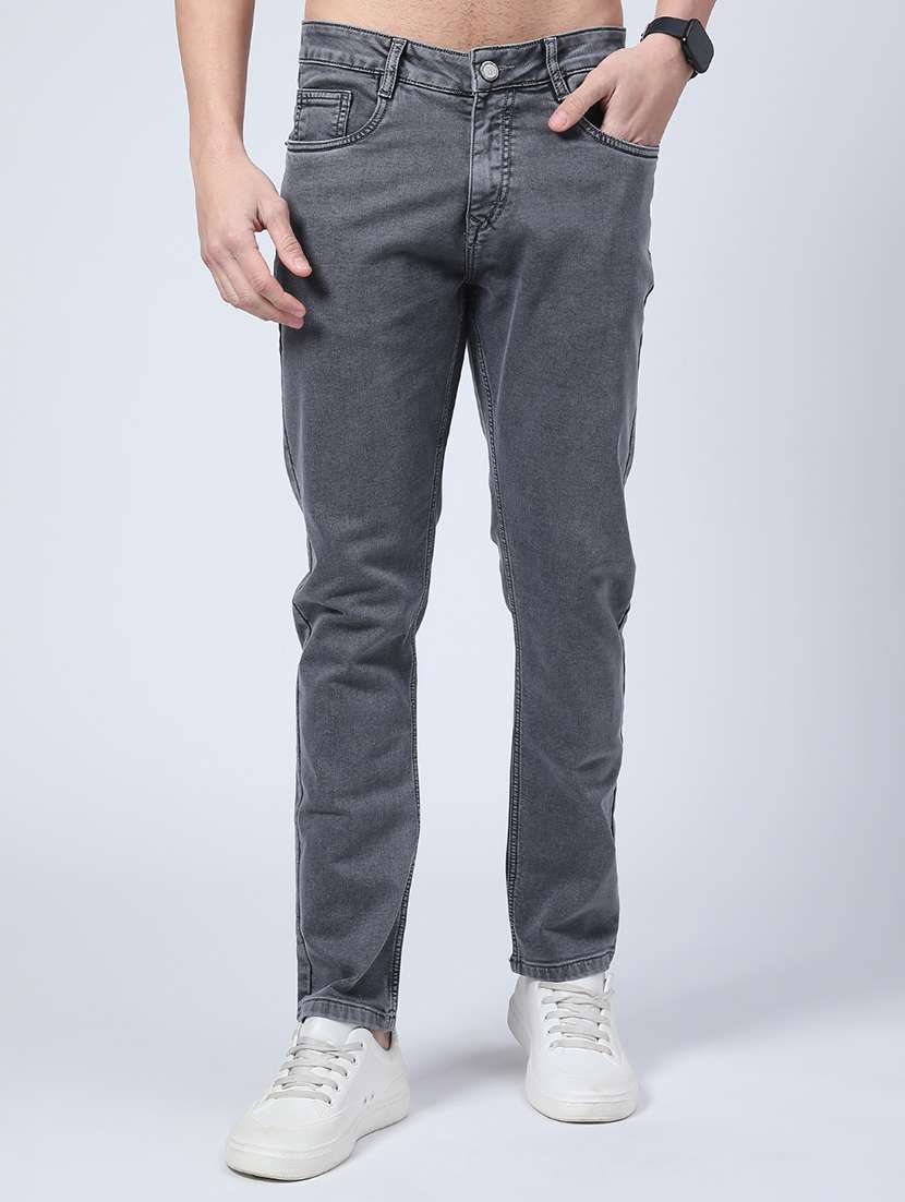 men solid mid rise slim fit jean