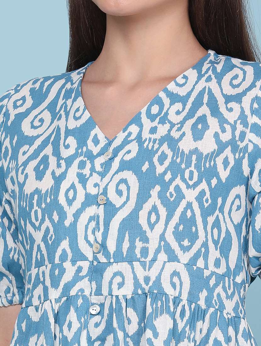 women printed short sleeves a-line dress - 22298366 -  Standard Image - 1