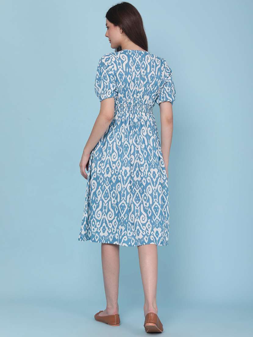 women printed short sleeves a-line dress - 22298366 -  Standard Image - 4