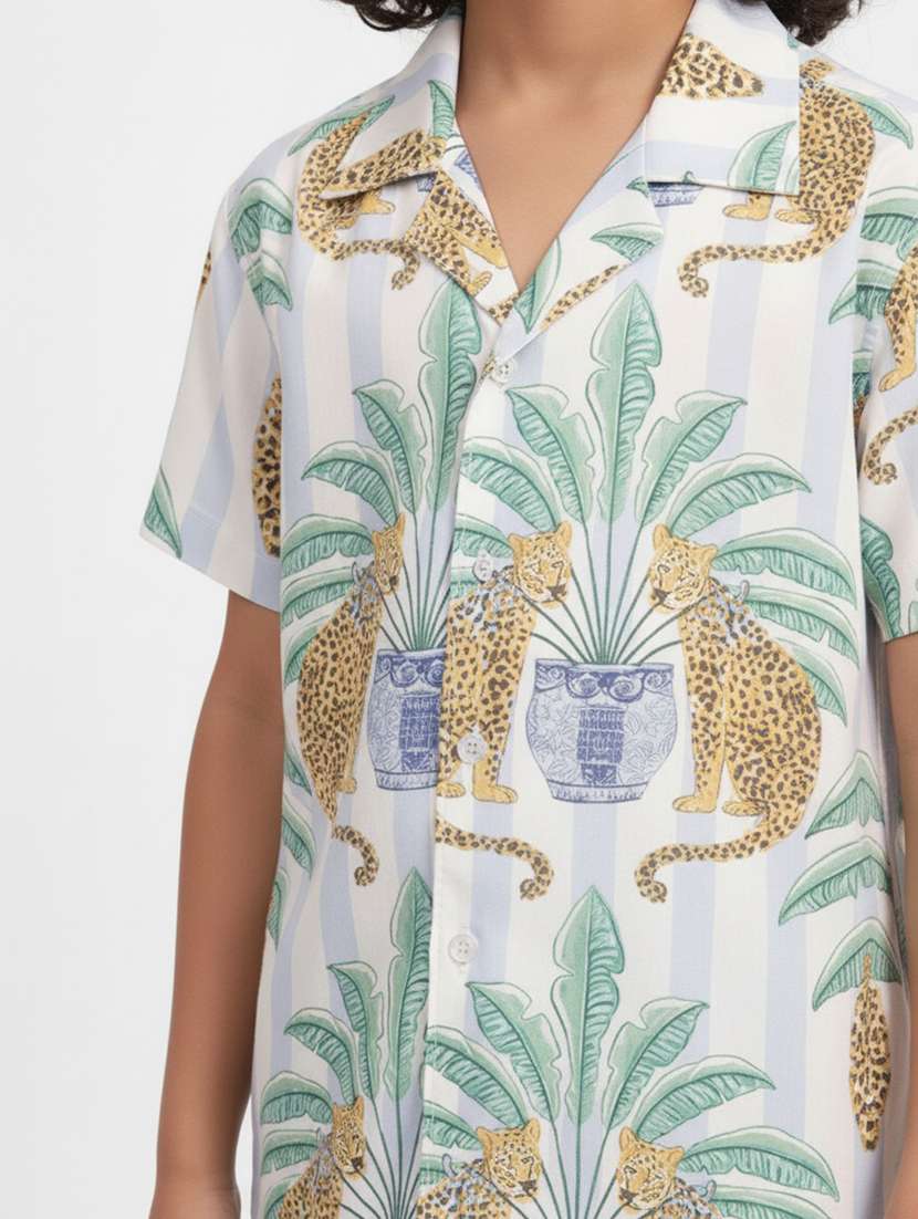 boys printed cuban collar short sleeve shirt - 22298392 -  Standard Image - 1