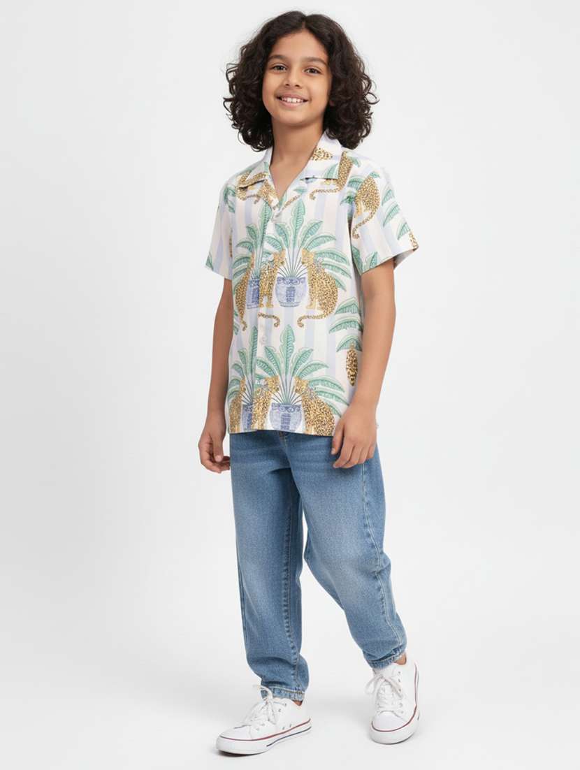 boys printed cuban collar short sleeve shirt - 22298392 -  Standard Image - 4