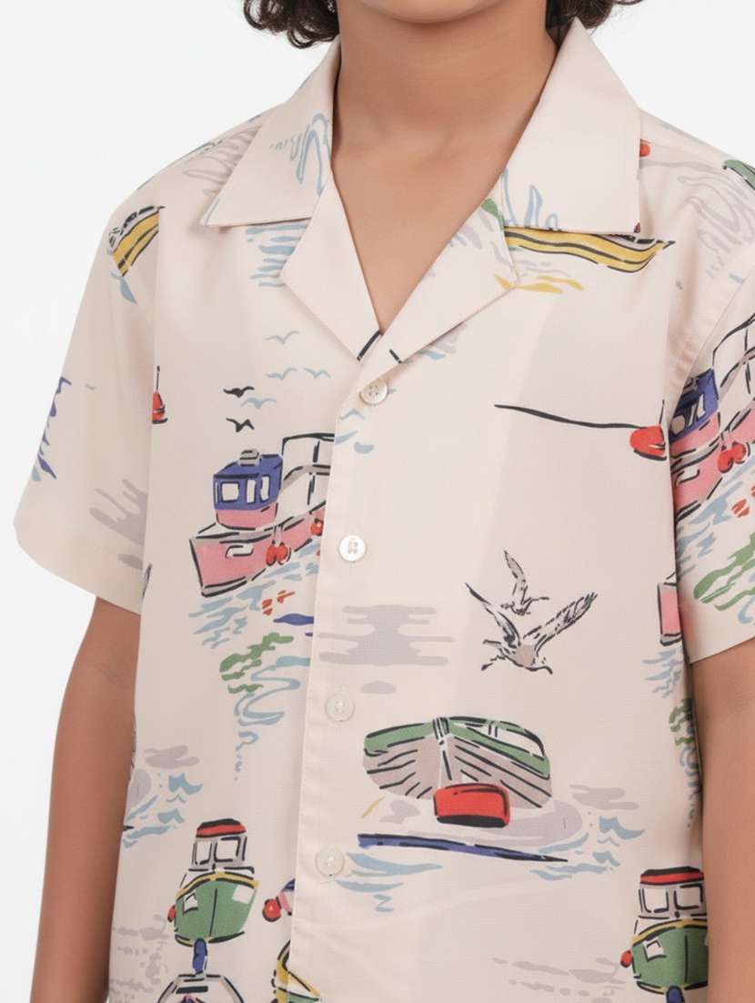 boys printed cuban collar short sleeve shirt - 22298393 -  Standard Image - 1