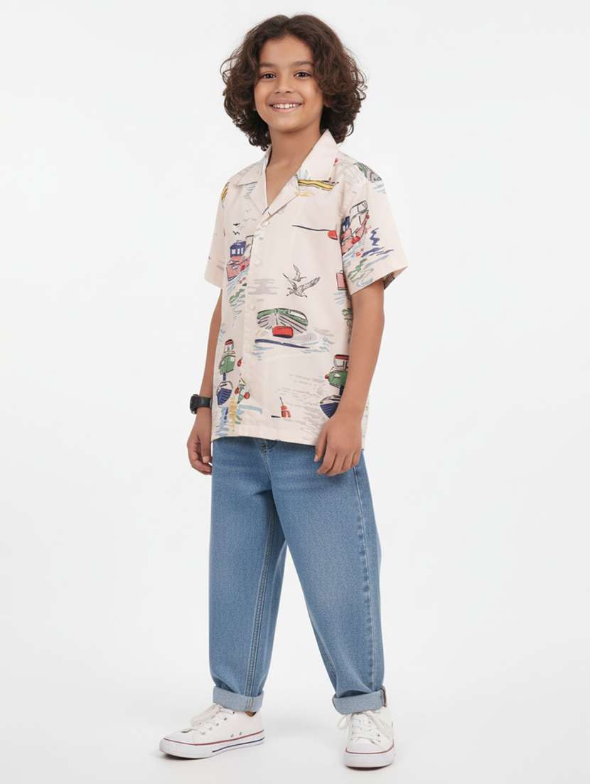 boys printed cuban collar short sleeve shirt - 22298393 -  Standard Image - 4
