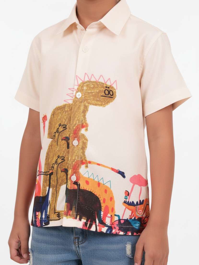 Printed Linen Blend Boys Shirt - 22298397 -  Standard Image - 1