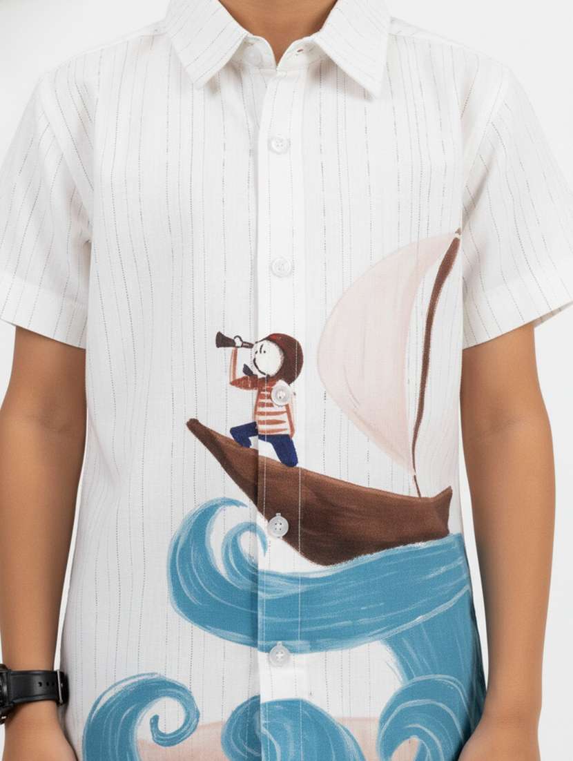 boys printed collared short sleeve shirt - 22298399 -  Standard Image - 1