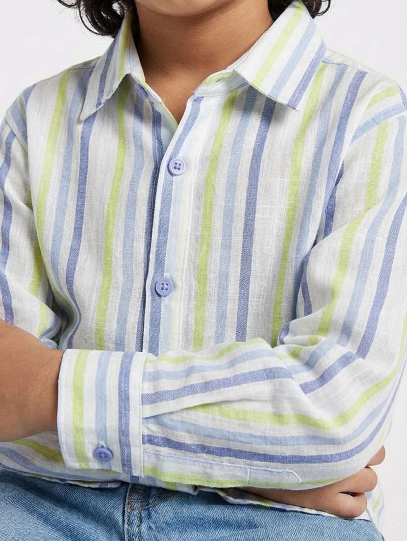 boys striped collared long sleeve shirt - 22298401 -  Standard Image - 1