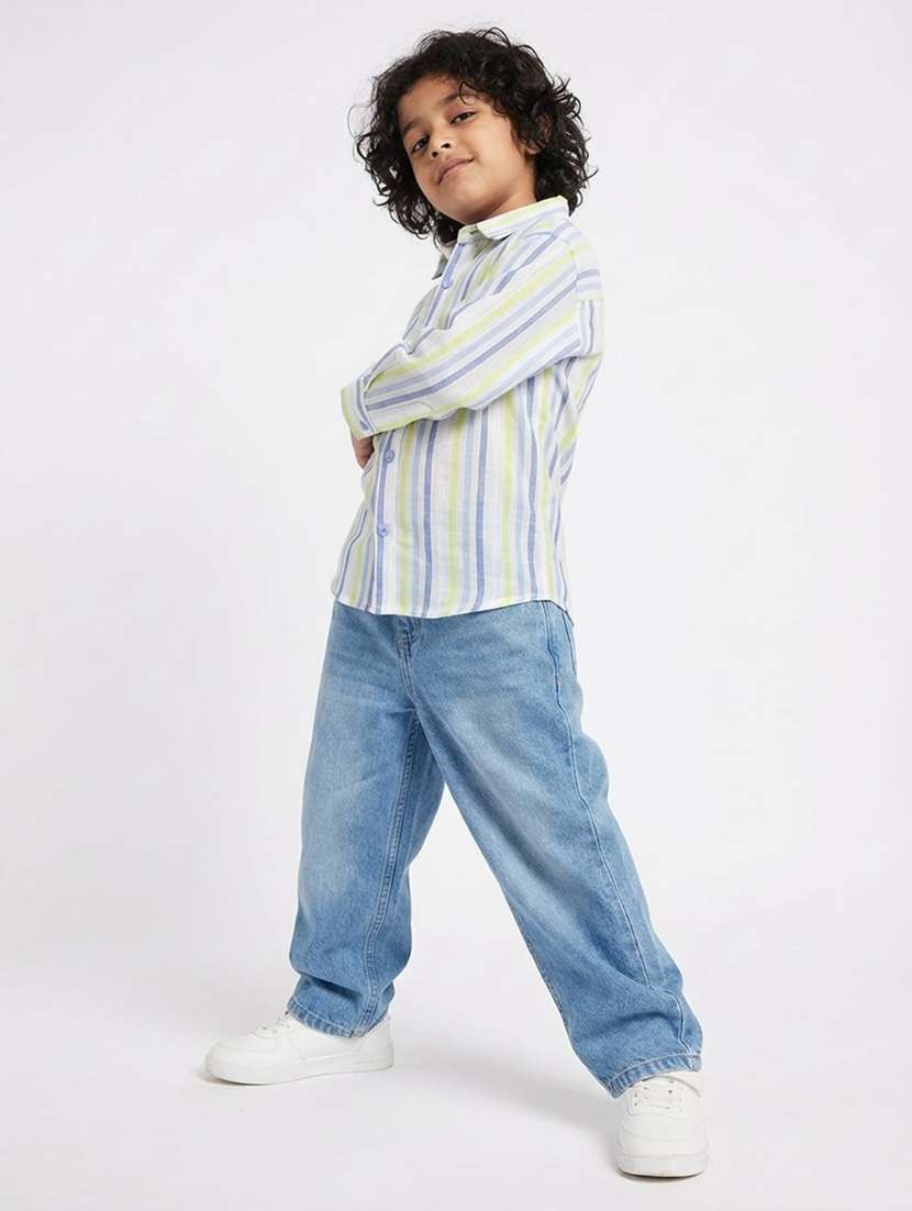 boys striped collared long sleeve shirt - 22298401 -  Standard Image - 4