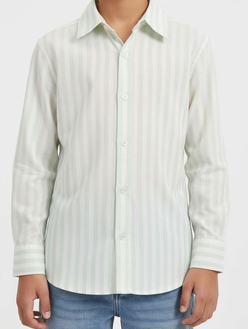 boys striped collared long sleeve shirt - 22298403 -  Standard Image - 1