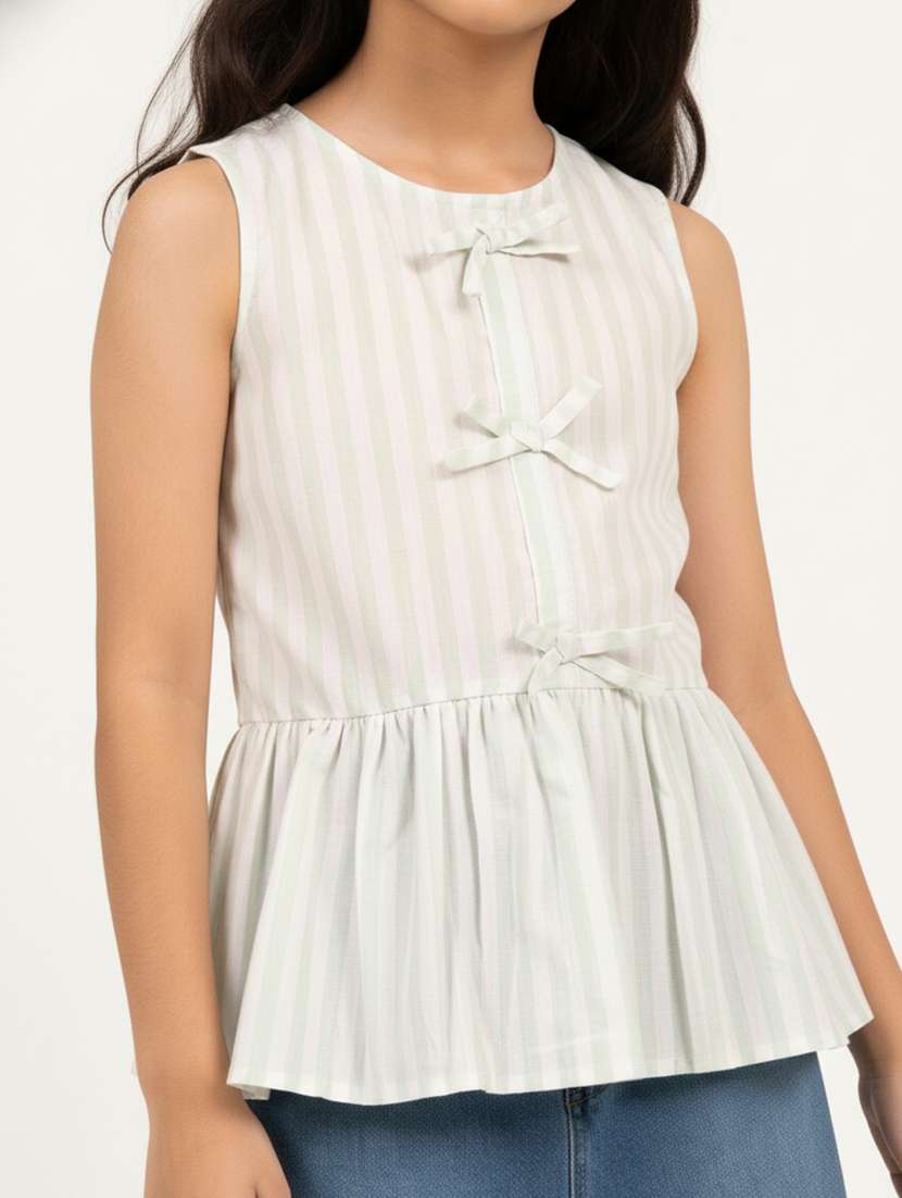 girls striped sleeveless peplum op - 22298417 -  Standard Image - 1