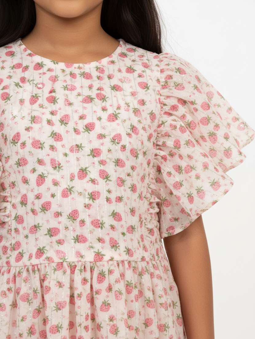 girls printed ruffle sleeve flared dress - 22298419 -  Standard Image - 4