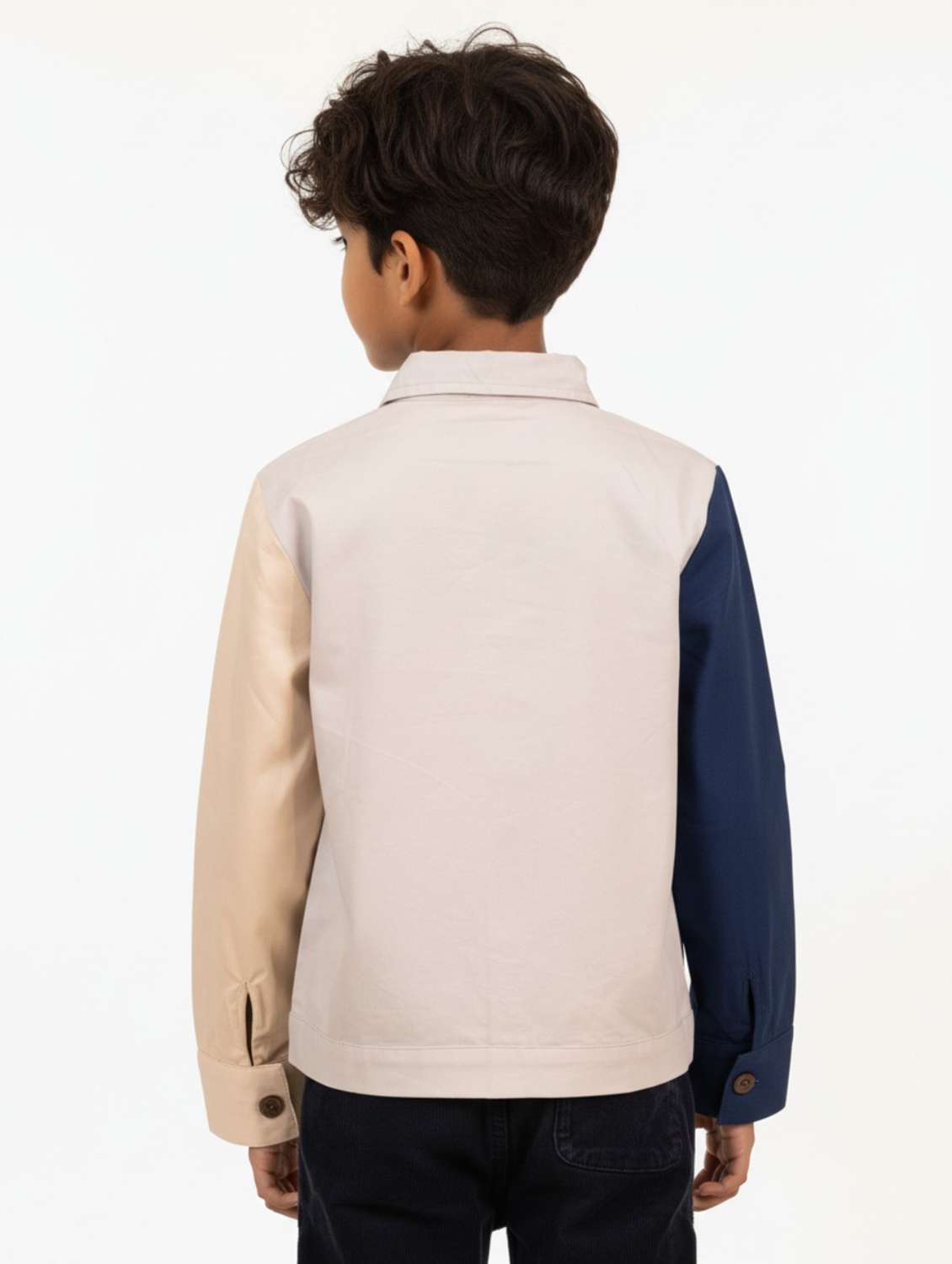 boys color blocked collaerd long sleeve shirt - 22298429 -  Standard Image - 1