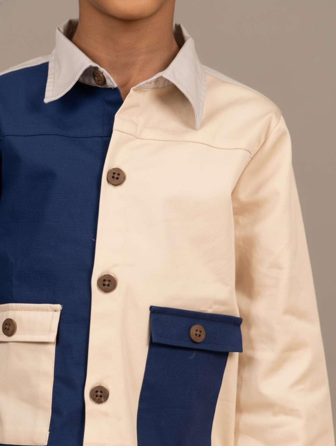 boys color blocked collaerd long sleeve shirt - 22298429 -  Standard Image - 4