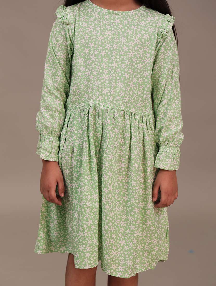 girls printed long sleeve flared dress - 22298433 -  Standard Image - 1