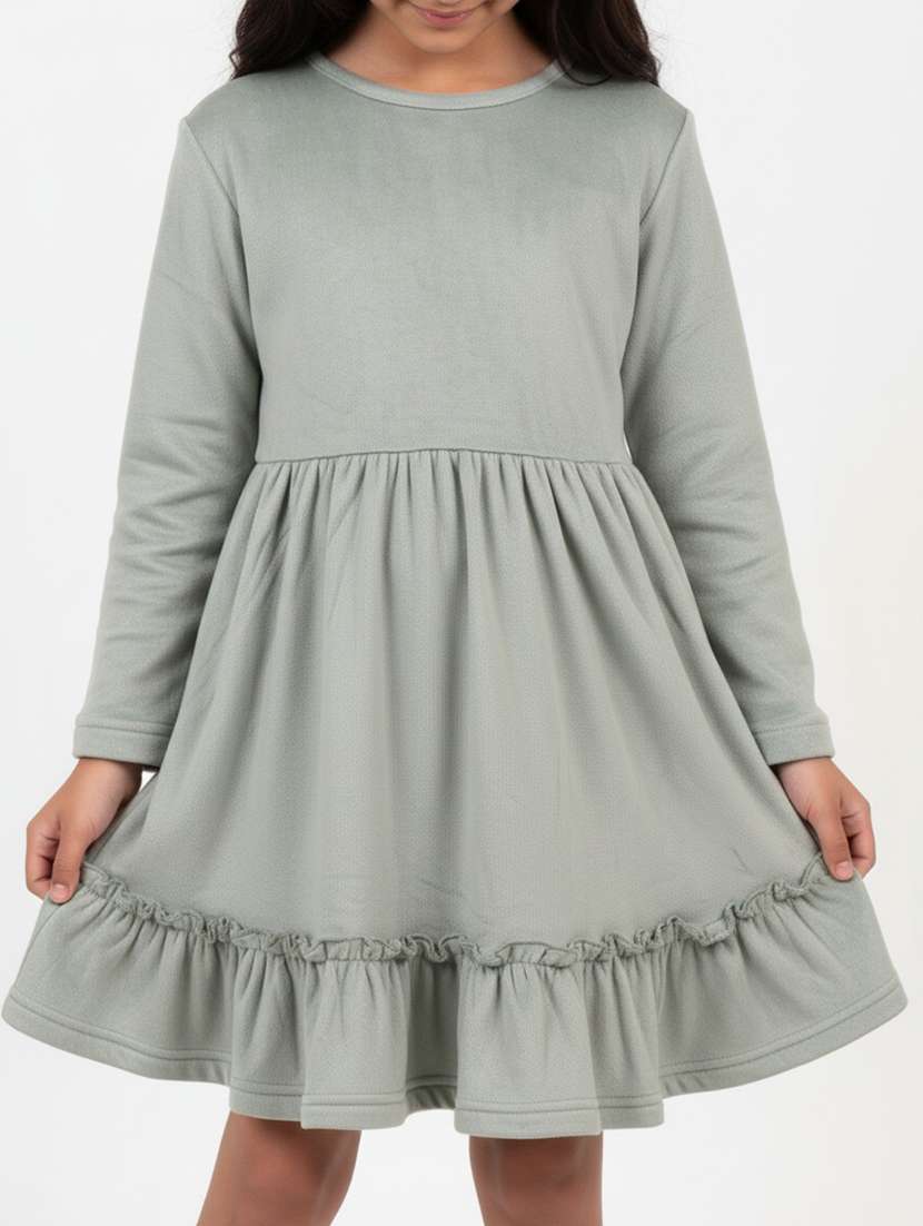 girls solid long sleeve tiered dress - 22298468 -  Standard Image - 1