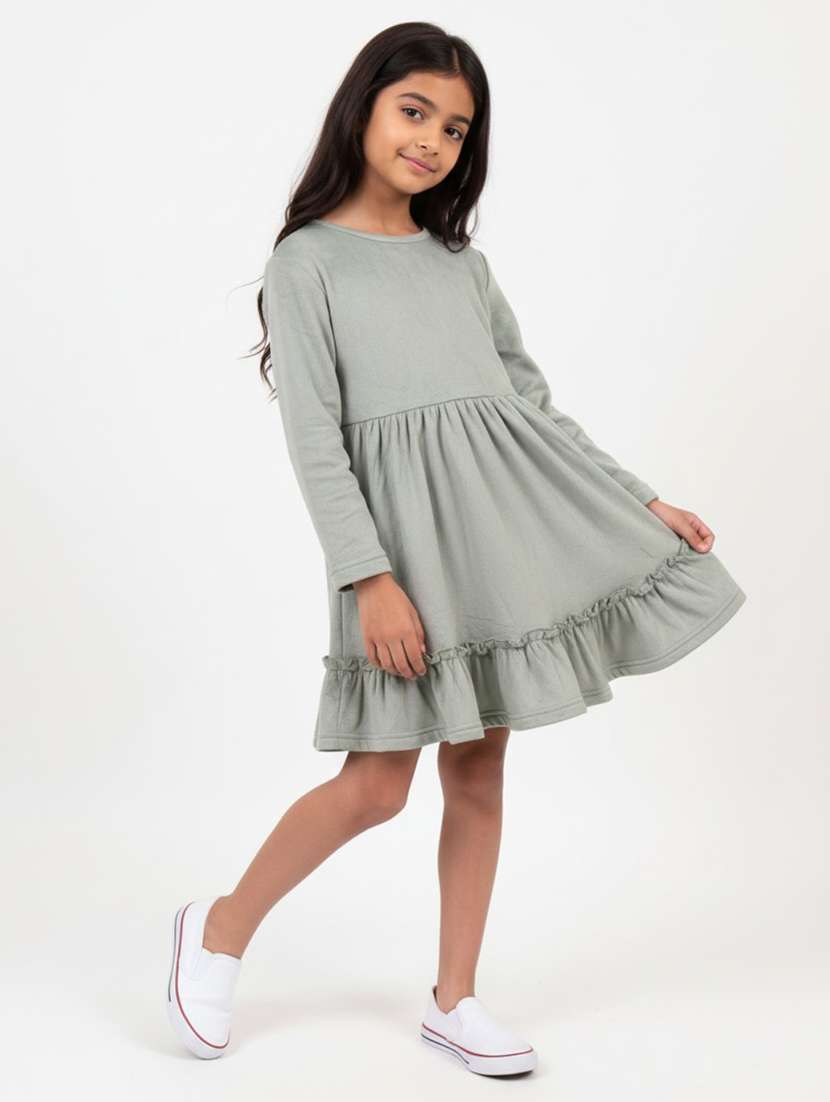girls solid long sleeve tiered dress - 22298468 -  Standard Image - 4