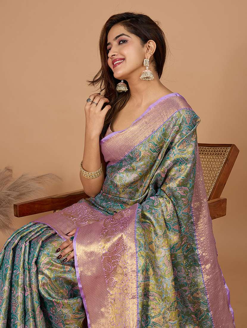 women self design kanjivaram saree with blouse - 22298692 -  Standard Image - 1