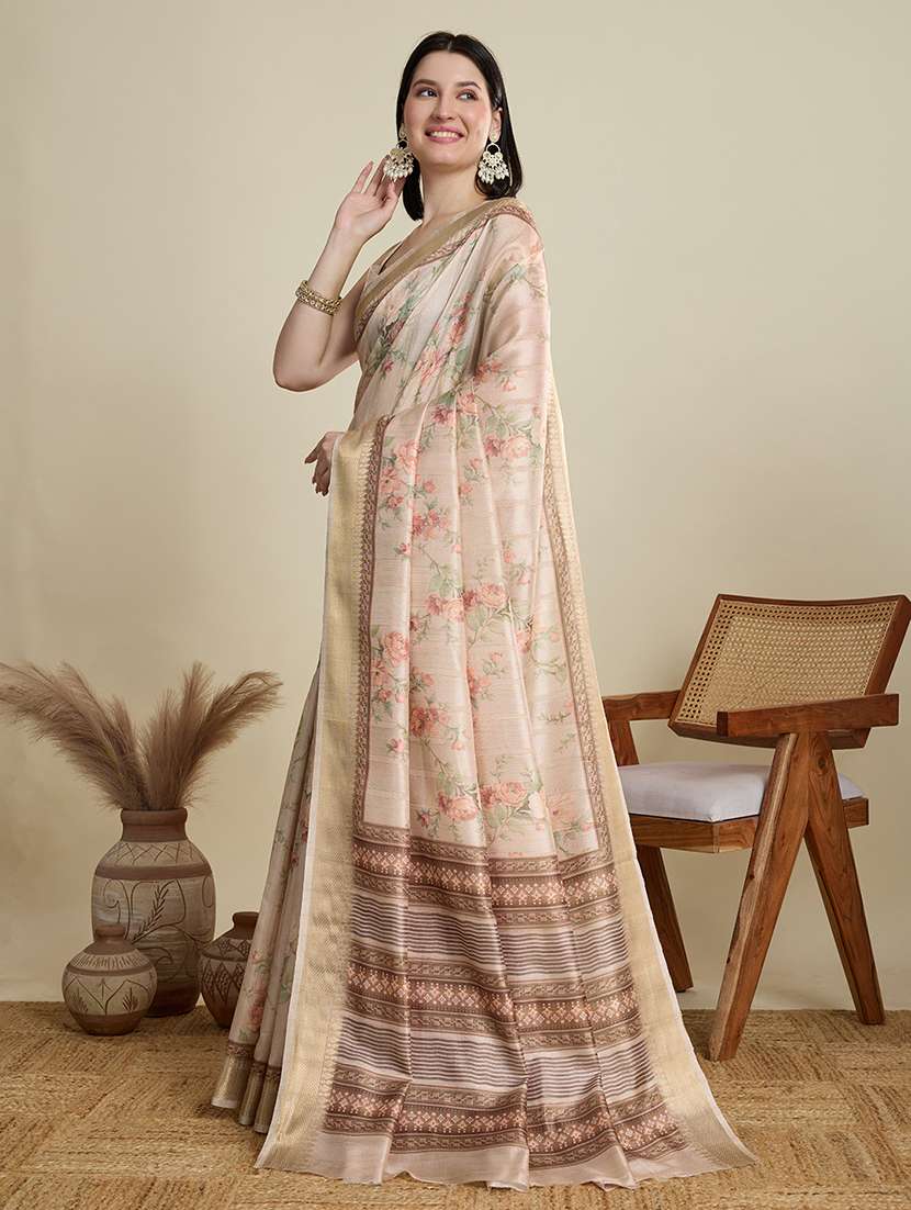 women floral southern silk saree with blouse - 22298695 -  Standard Image - 1