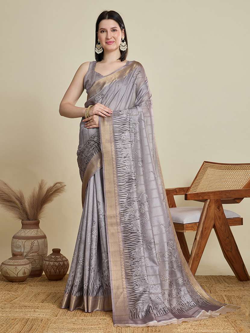 women self design southern silk saree with blouse