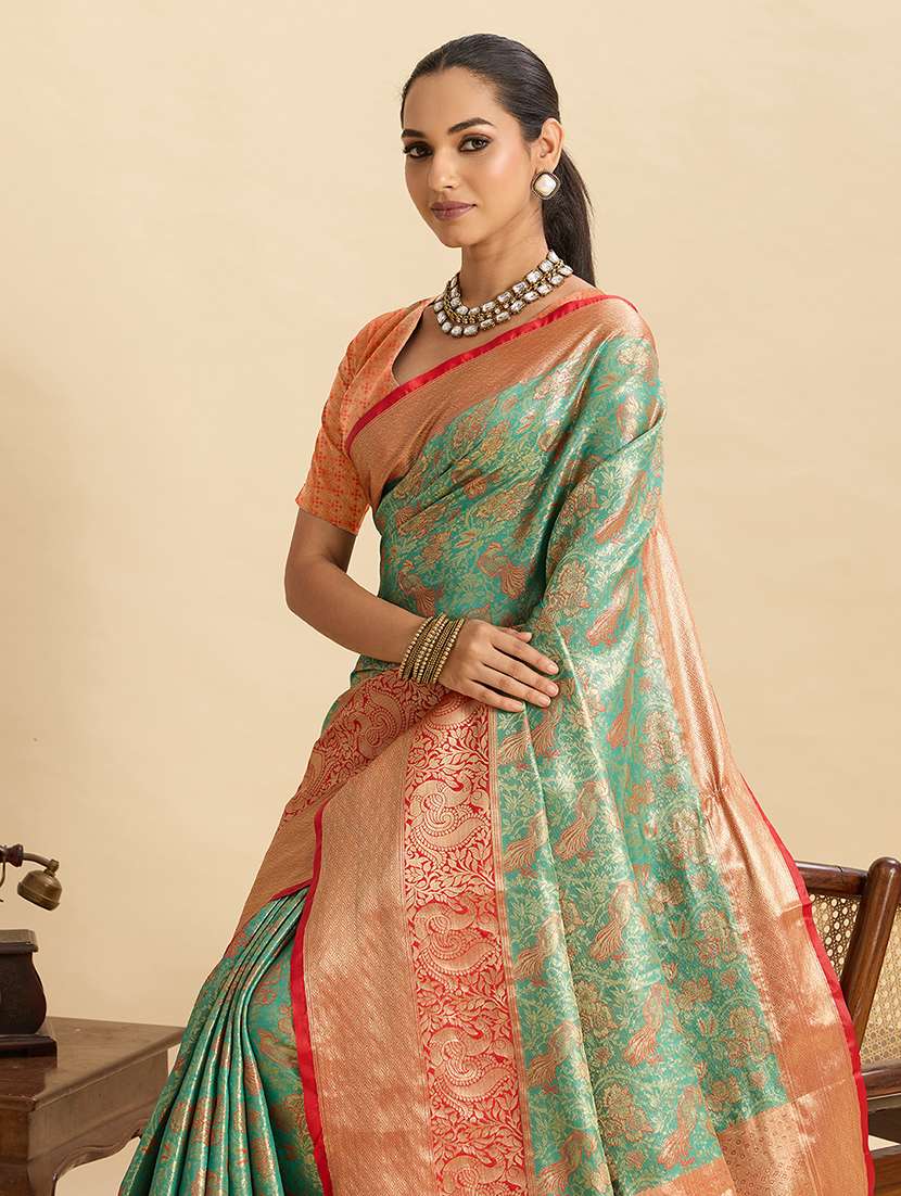 women self design kanjivaram saree with blouse - 22298717 -  Standard Image - 4