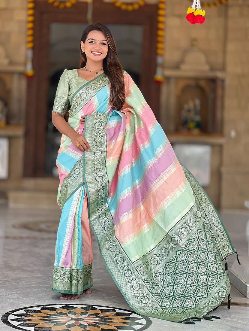 women self design banarasi saree with blouse