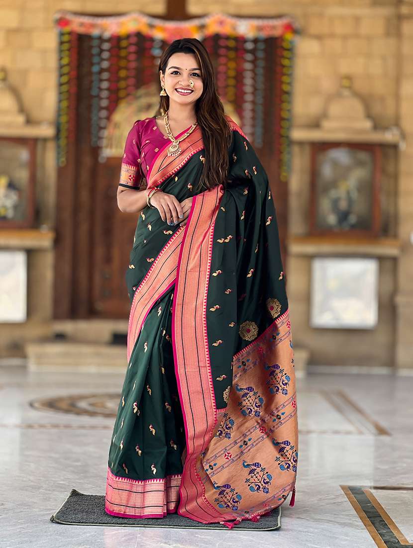 women self design paithani saree with blouse