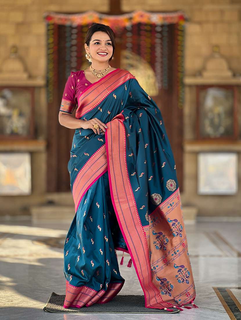 women self design paithani saree with blouse