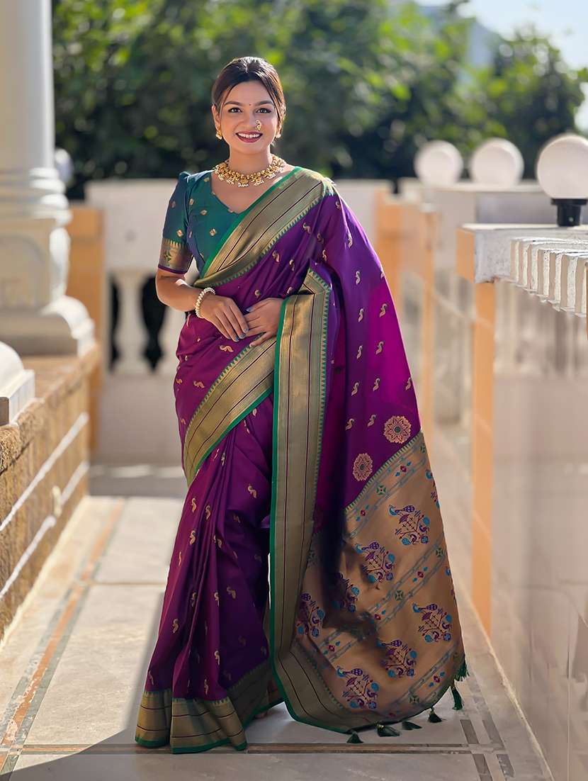 Women Self Design Paithani Saree With Blouse - 22298914 -  Standard Image - 1