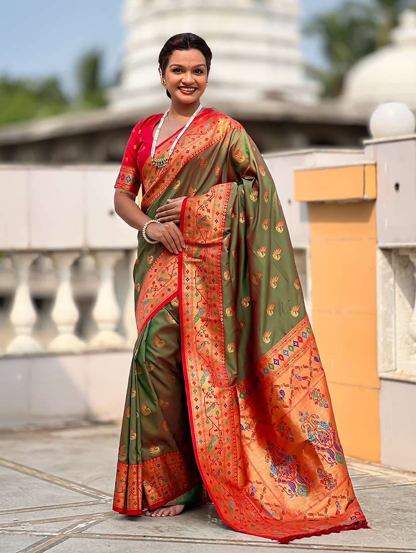 women self design paithani saree with blouse