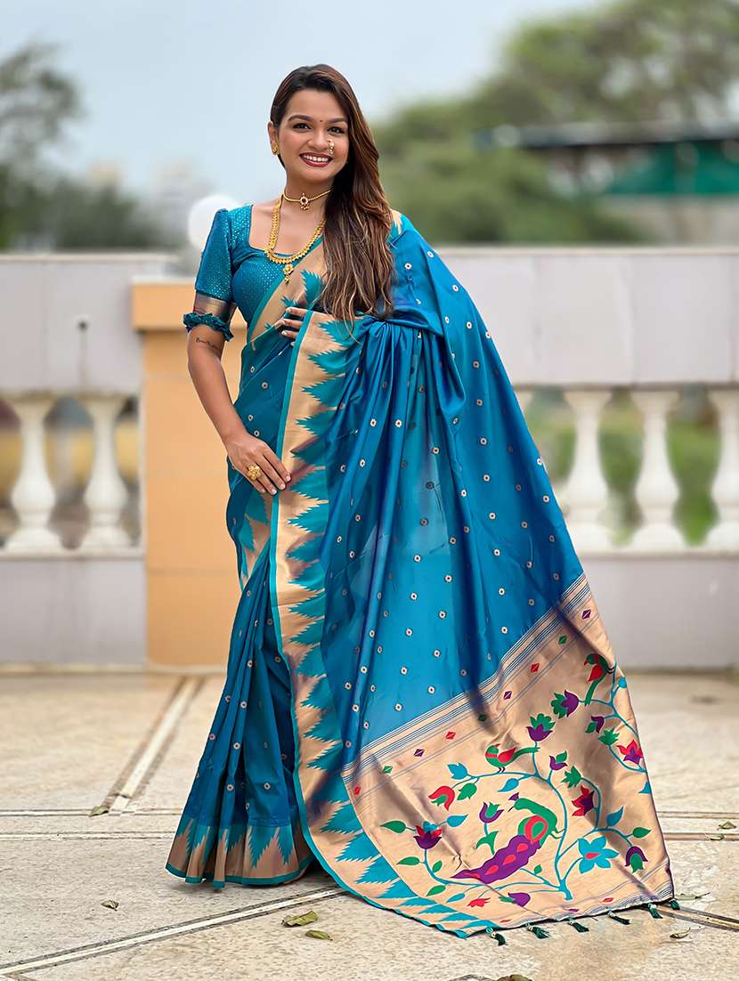 women self design paithani saree with blouse