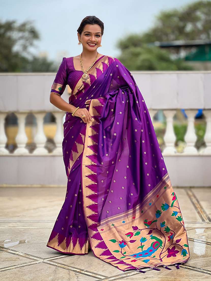 women self design paithani saree with blouse