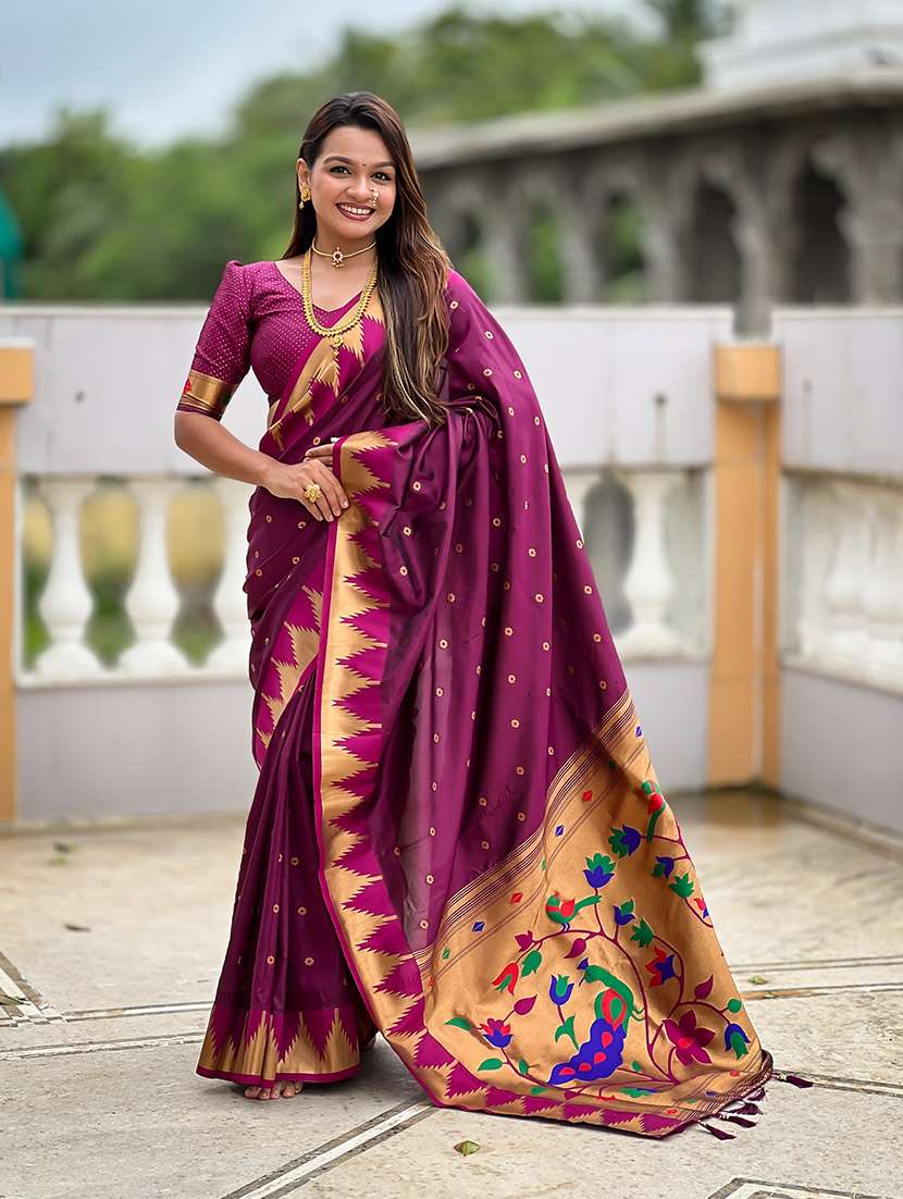 women self design paithani saree with blouse