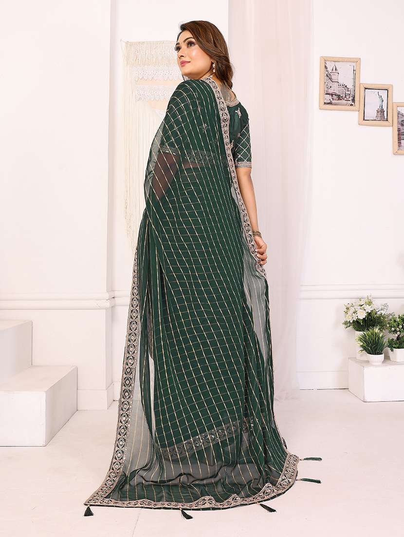 women striped bordered saree with blouse - 22298963 -  Standard Image - 4