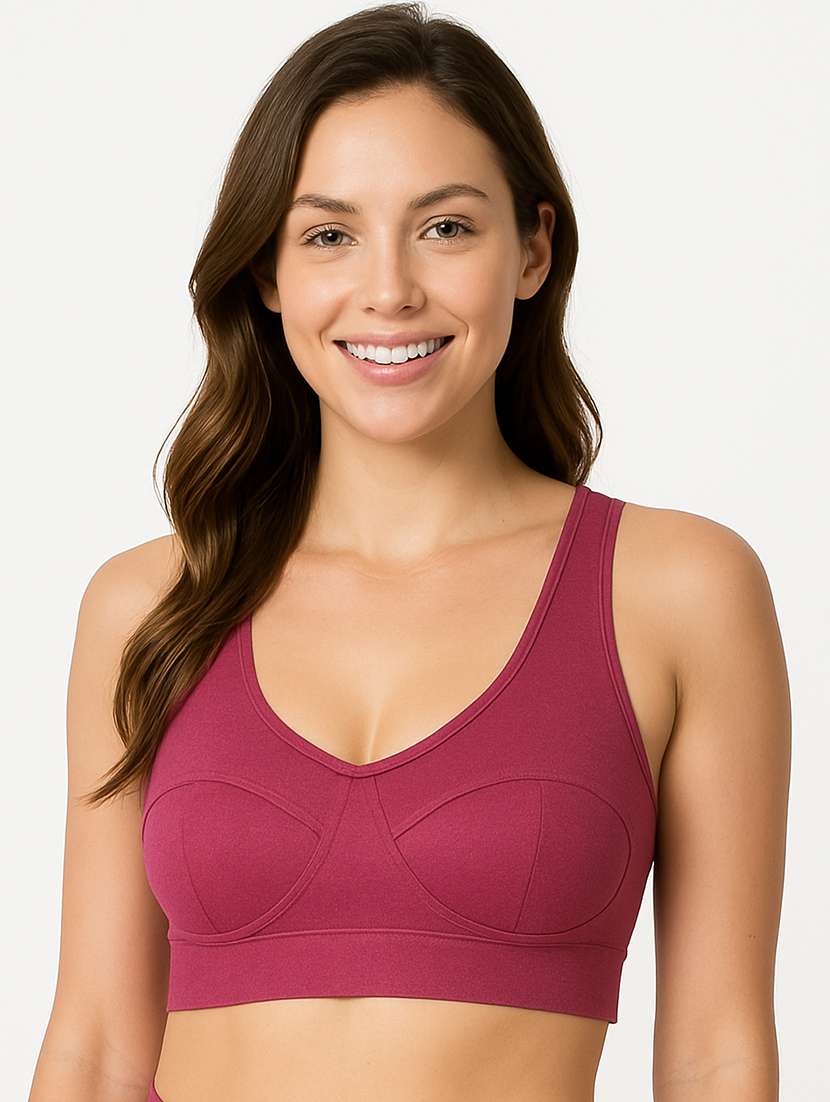 women solid non padded sports bra - 22299027 -  Standard Image - 1
