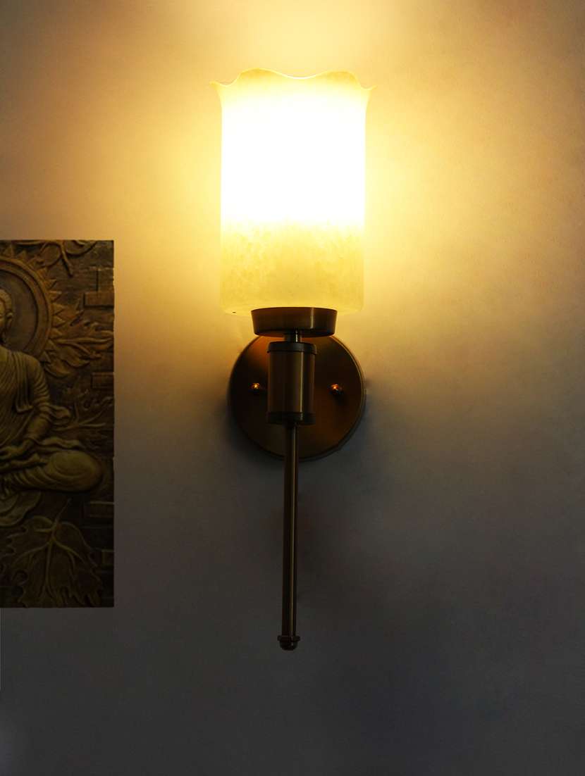 cylindrical flower glass wall sconce – brass finish - 22299041 -  Standard Image - 1
