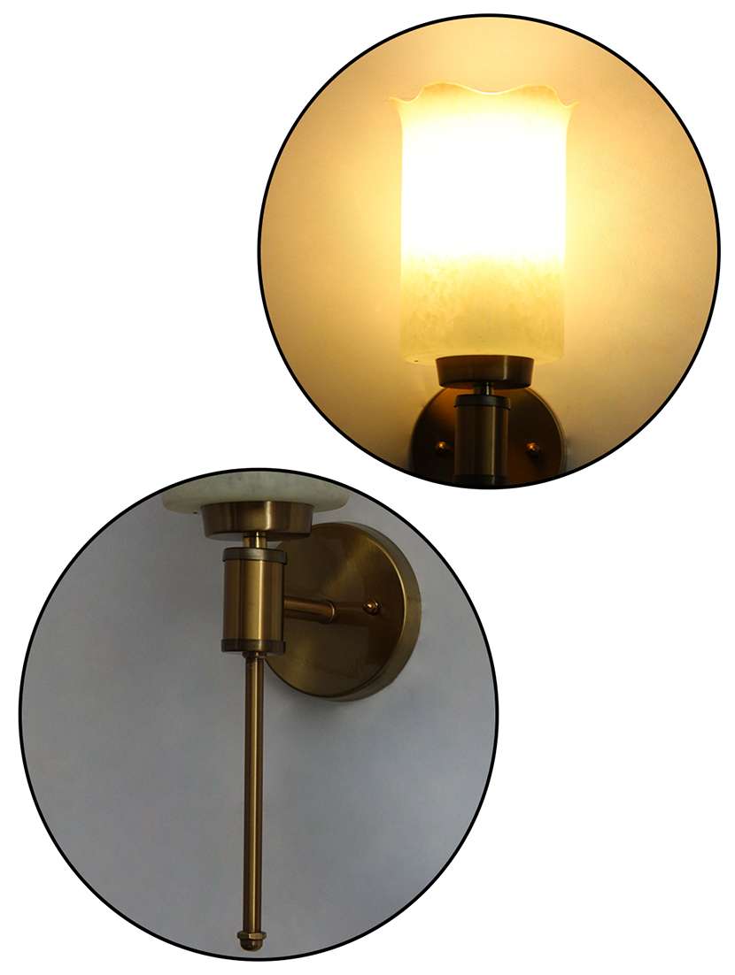 cylindrical flower glass wall sconce – brass finish - 22299041 -  Standard Image - 4