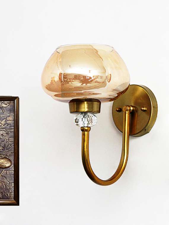 amber rounded bowl glass wall sconce - 22299042 -  Standard Image - 1
