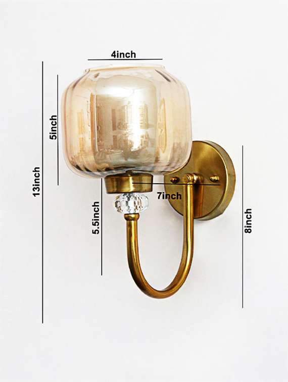 rounded cube glass wall sconce with amber shade - 22299048 -  Standard Image - 4