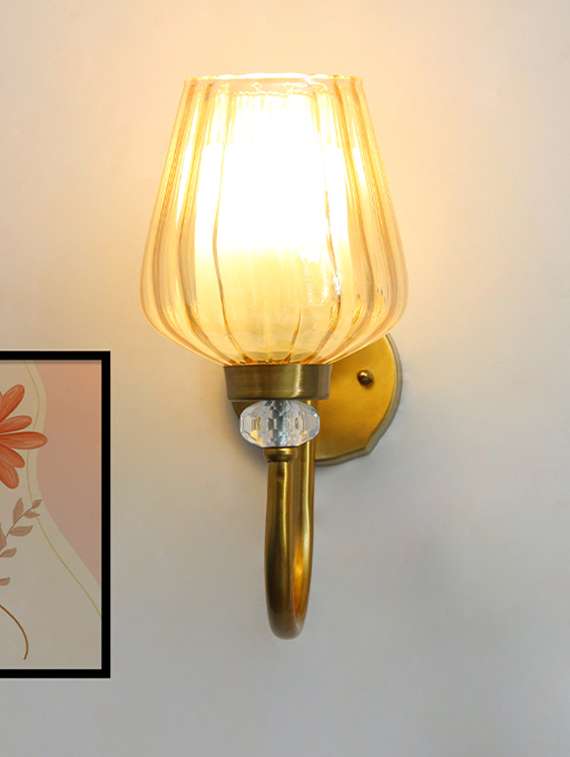 fluted gold tulip glass wall sconce