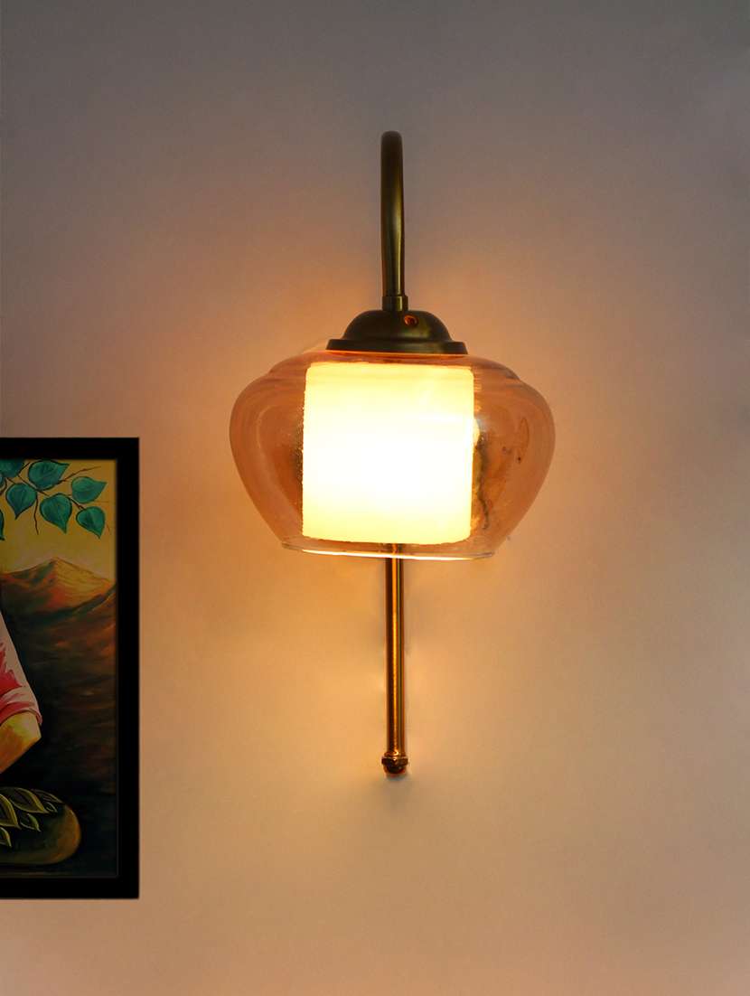 curved brass gooseneck glass wall light - 22299113 -  Standard Image - 1