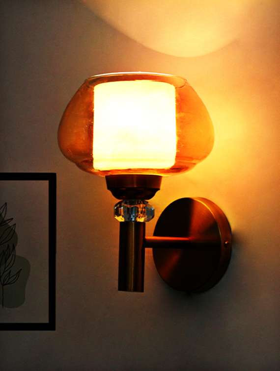 decorative amber bubble glass wall light