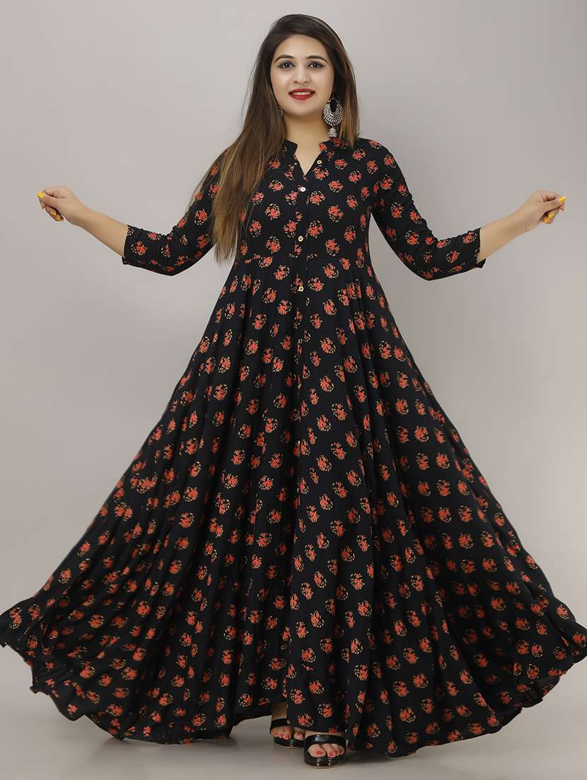 women floral three quarter sleeve ethnic dress - 22299127 -  Standard Image - 1