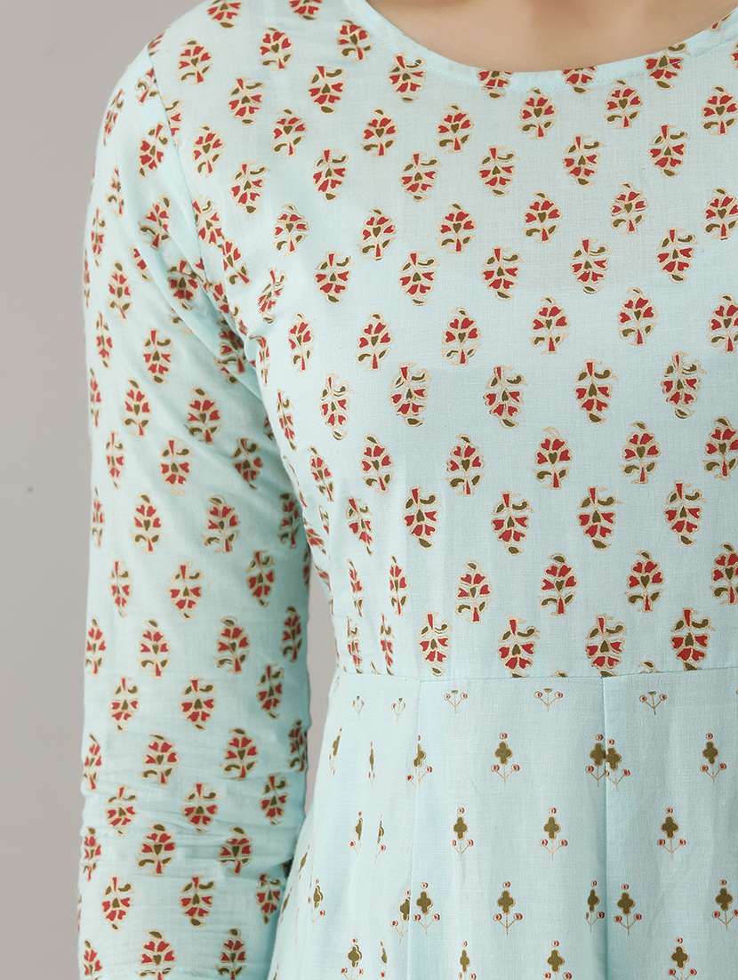 women printed three quarter sleeve ethnic dress - 22299129 -  Standard Image - 6